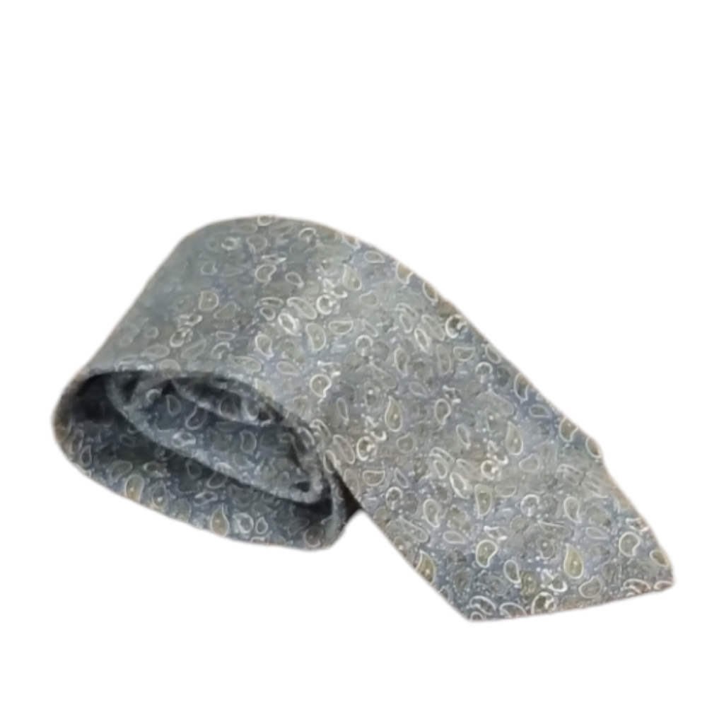 Christian Dior Cravetes Brown And Blue Paisley All Silk Men's Neck Tie